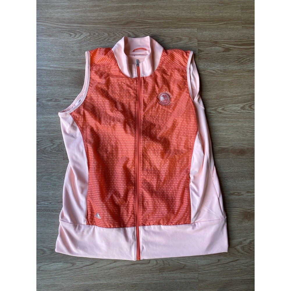 Adidas Peach & Orange Vest Pebble Beach Golf Links Logo Women's Sz Large Soft